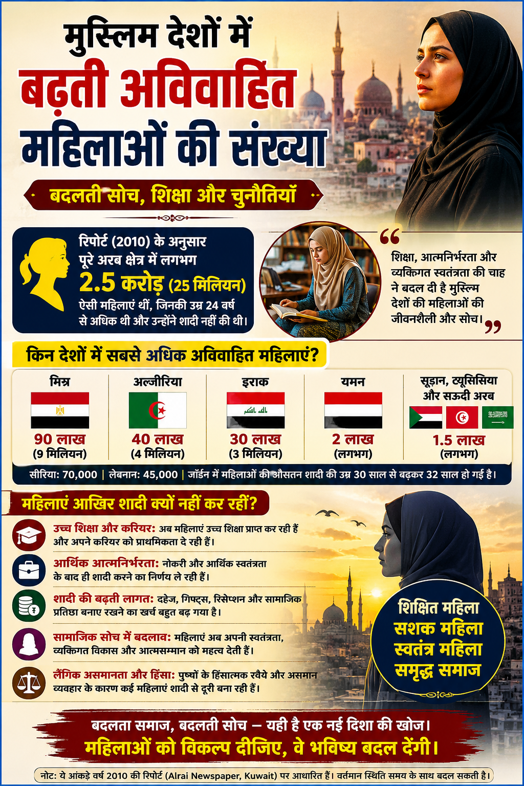 मुस्लिम देशों में बढ़ती अविवाहित महिलाओं की संख्या