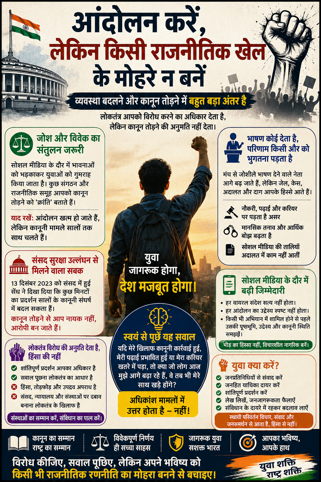 आंदोलन करें, लेकिन किसी राजनीतिक खेल के मोहरे न बनें