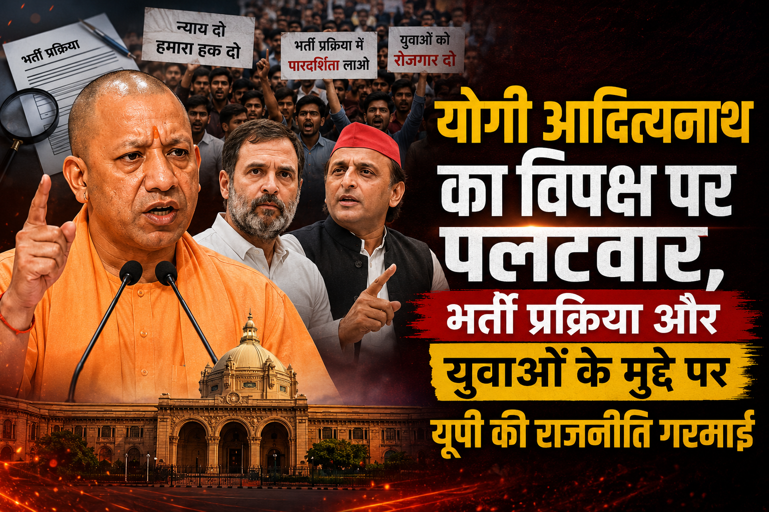 योगी आदित्यनाथ के पलटवार से तेज हुई यूपी की सियासत, भर्ती प्रक्रिया और युवाओं के मुद्दे पर छिड़ी नई बहस