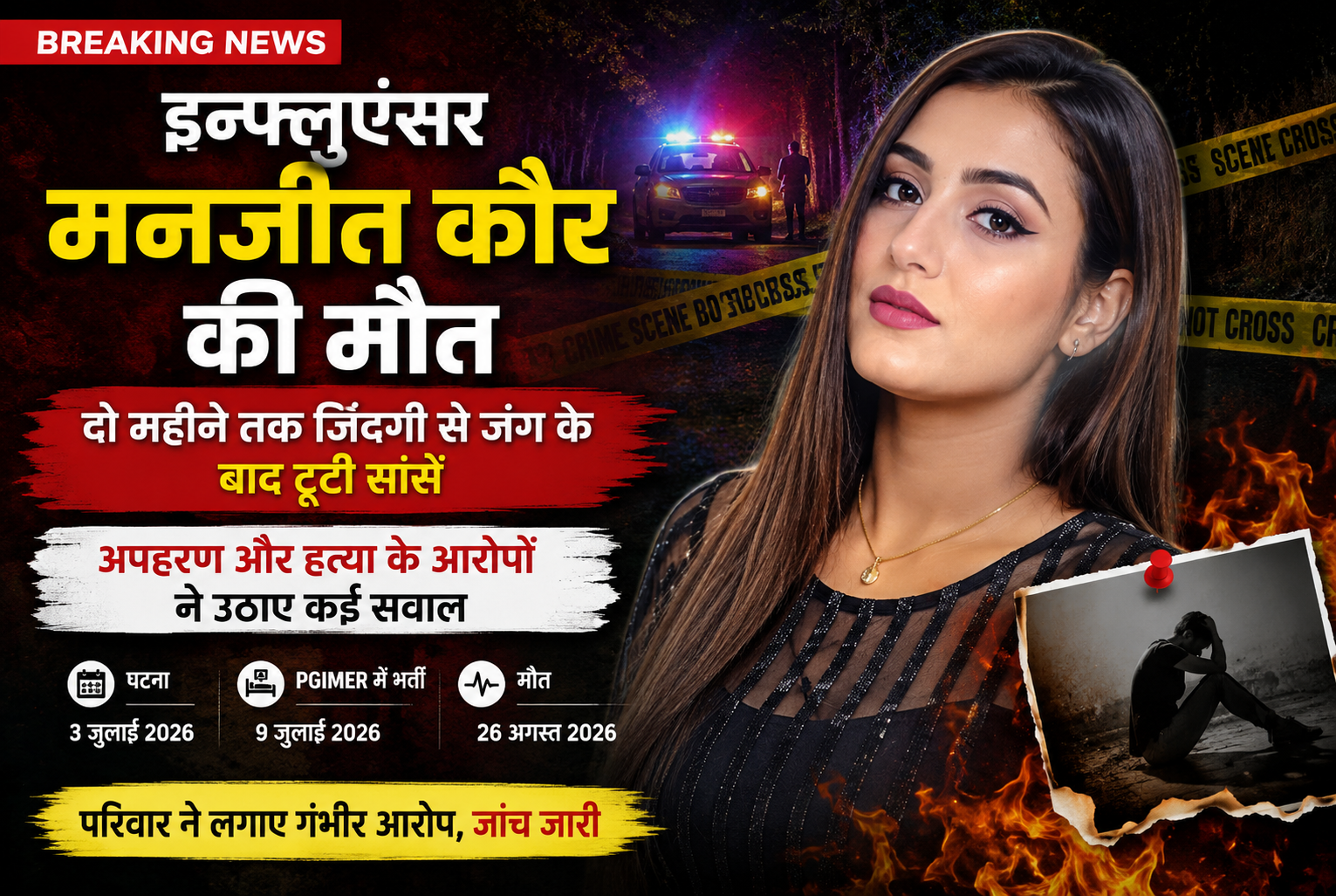 इन्फ्लुएंसर मनजीत कौर की मौत