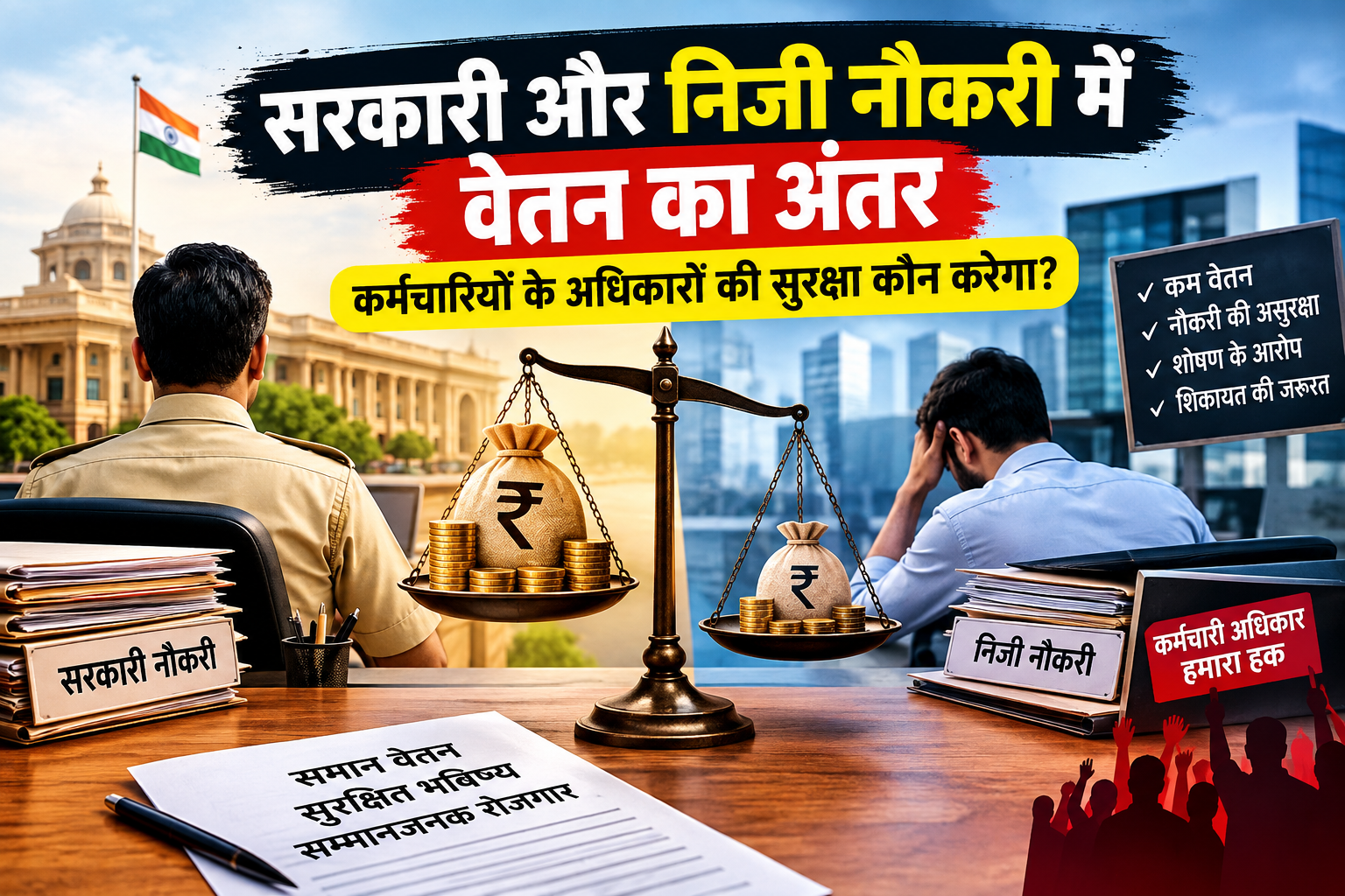 सरकारी और निजी नौकरी में वेतन का अंतर