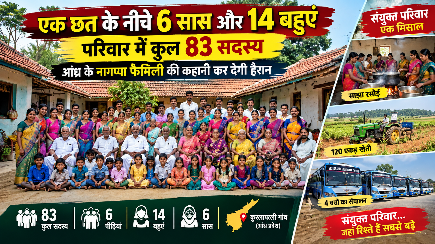एक छत के नीचे 6 सास और 14 बहुएं, 83 सदस्यों का परिवार
