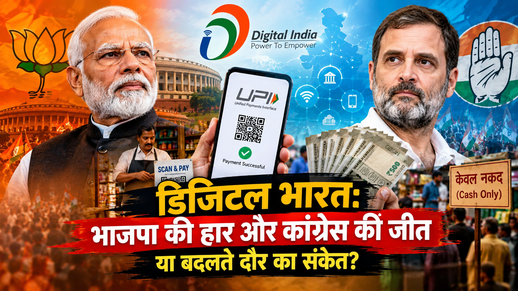 डिजिटल भारत भाजपा कांग्रेस UPI