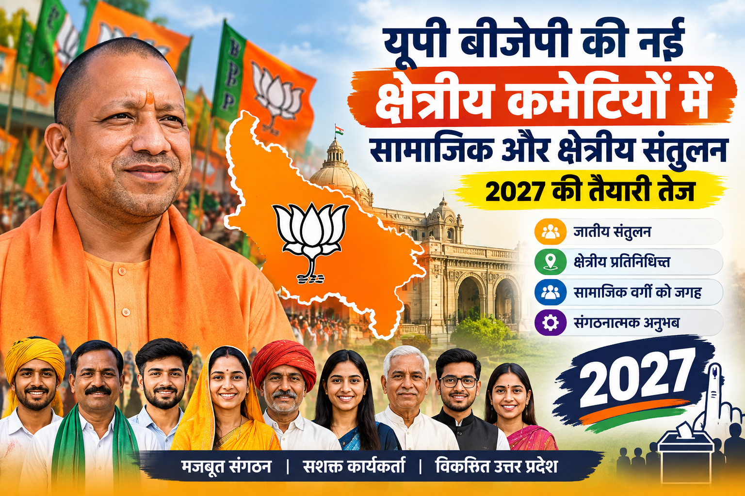 यूपी बीजेपी की नई क्षेत्रीय कमेटियों में सामाजिक और क्षेत्रीय संतुलन,