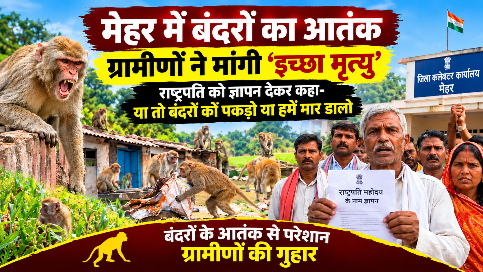 Rural Monkey Crisis News Poster